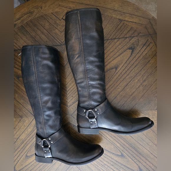 FRYE Phillip Harness Tall Drk Brown 10M Equestrian Vintage Leather Boots NIB NEW - Picture 3 of 9